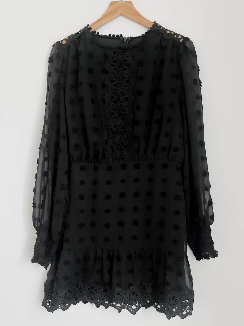Lulus Lust or Love Black Embroidered Lace Long Sleeve Dress | Size L - Picture 2 of 7